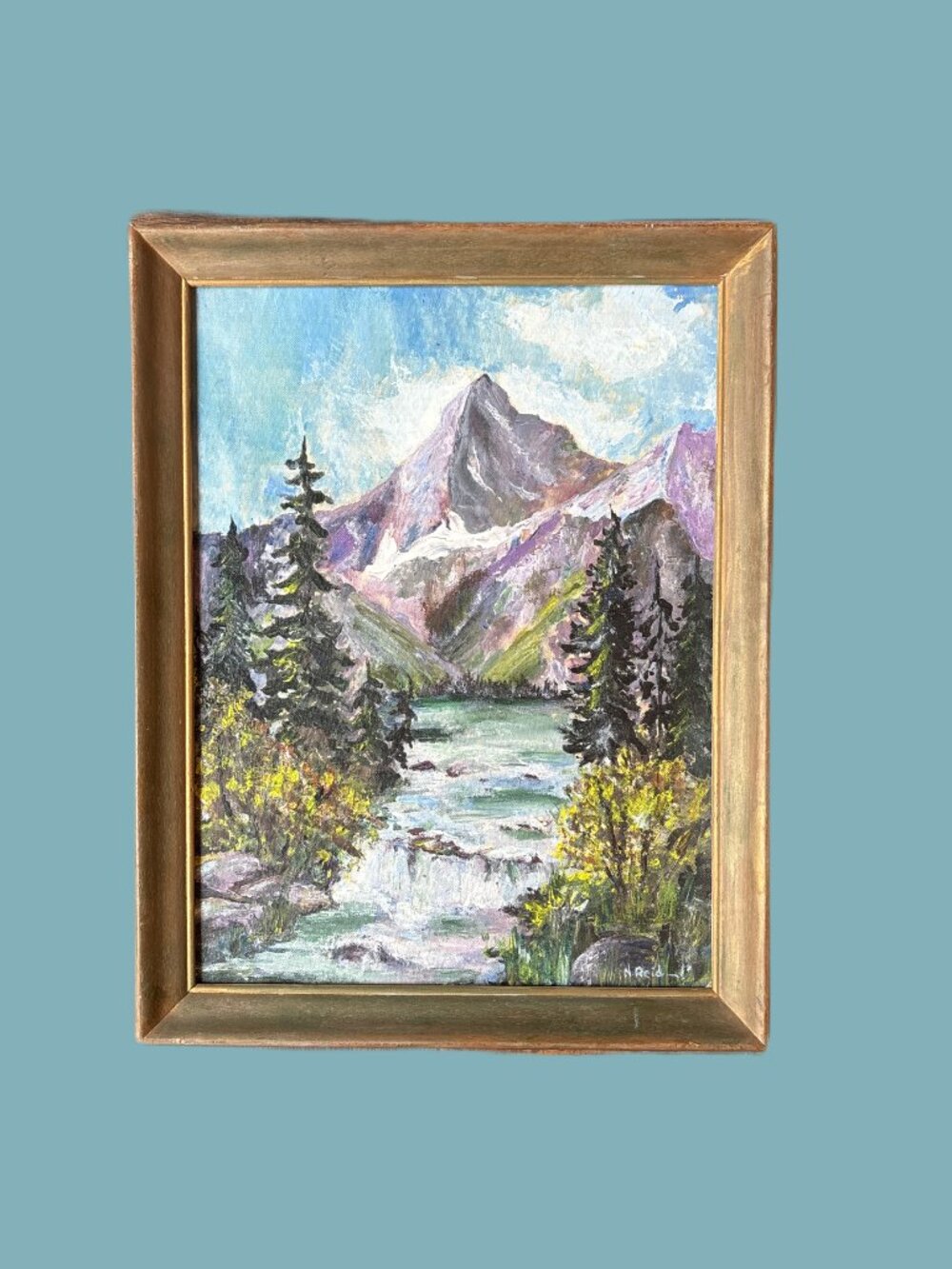 Mountain River Signed Original Landscape Oil Painting